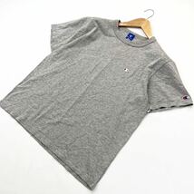 チャンピオン ☆ Champion 目ロゴ刺繍◎ ベーシック 半袖 Tシャツ グレー XL 定番 春夏 アメカジ ストリート スポーツMIX 古着MIX■FD188_画像1