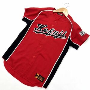 DESCENTE * boy baseball Ehime prefecture small Fuji uniform short sleeves shirt red 160 baseball contest practice training sport Descente #FE215