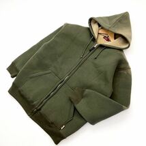 Dickies ☆ 雰囲気あるフェード感◎ ジップアップ パーカー カーキ オリーブ L 無骨 アメカジ ストリート 古着MIX ディッキーズ■BF201_画像1