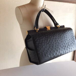  Ostrich кожа прямоугольник сумка "Boston bag" чёрный черный дизайн хороший натуральная кожа 4 угол прямоугольный сумка для мужчин и женщин?dokta- сумка Akira .