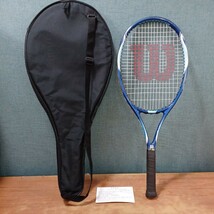 Wilson ウィルソン 硬式用テニスラケット AGGRESSOR100 ブルー系 269g ソフトケース入り アメアスポーツジャパン 中古 保管品 現状品 _画像2