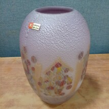 KURATA CRAFT GLASS クラタクラフトグラス ガラス花瓶「9331 詩景色花瓶 秋」上越クリスタル硝子 月夜野工房 花器 未使用 保管品 _画像2