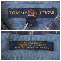 ☆送料無料☆ TOMMY HILFIGER トミーヒルフィガー USA直輸入 古着 長袖 チェック ロゴ シャツ メンズ L ネイビー トップス 中古 即決_画像10