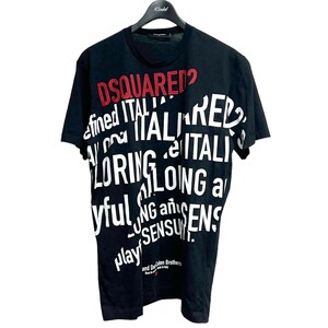 ディースクエアード DSQUARED2　 2021AW ALL OVER LETTERING PRING CREW-NECK T-SHIRT 商品番号：8071000096272-071S-TM