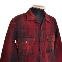 ●468454 WOOLRICH WOOLEN MILLS ウールリッチ ウーレンミルズ ●ヘビーネルシャツ レザーパッチ サイズS 牛革 肘当て USA製 レッド_画像5