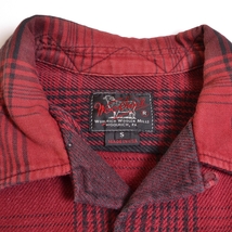 ●468454 WOOLRICH WOOLEN MILLS ウールリッチ ウーレンミルズ ●ヘビーネルシャツ レザーパッチ サイズS 牛革 肘当て USA製 レッド_画像8