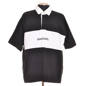 〇467560 KANGOL カンゴール ○ラガーシャツ 半袖 ロゴ刺繍 サイズS メンズ ブラック
