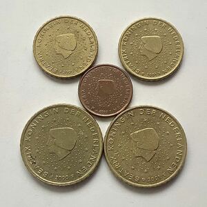 【希少品セール】ユーロコイン オランダ 50セント 2000年 2001年 10セント 2000年 2001年 1セント 2000年 各1枚ずつ 5枚まとめて