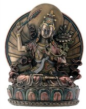 蓮の上に座っている、文殊菩薩 仏像彫刻 彫像/ 大乗仏教 智慧を司る仏 文殊師利 妙吉祥菩薩 受験 贈り物（輸入品）_画像1