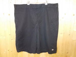 e83◆Dickies ショートパンツ◆w46 大きめ 黒色/へリーンボーン WR815BK 90年代 古着 USED ディッキーズ ハーフパンツ 5D