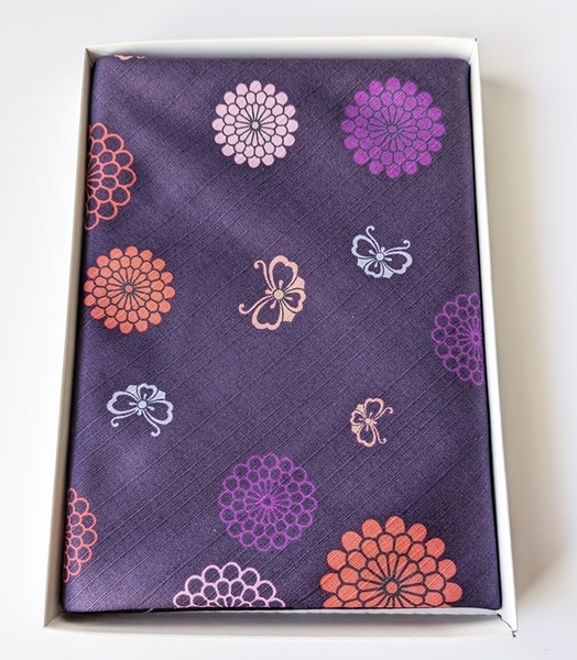 むす美　復刻家紋柄　綿100%　風呂敷　エコ　二四巾（約90cm）紫