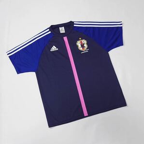 (未使用) adidas アディダス // 2009日本サッカー協会 JFA 半袖 ドライ Tシャツ (紺系×青・切替) サイズ Mの画像6