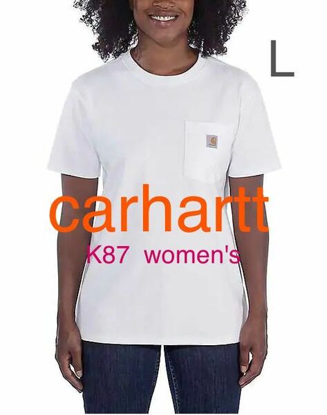carhartt women's pocket Tee WHITE カーハート ポケット Tシャツ レディース Lサイズ