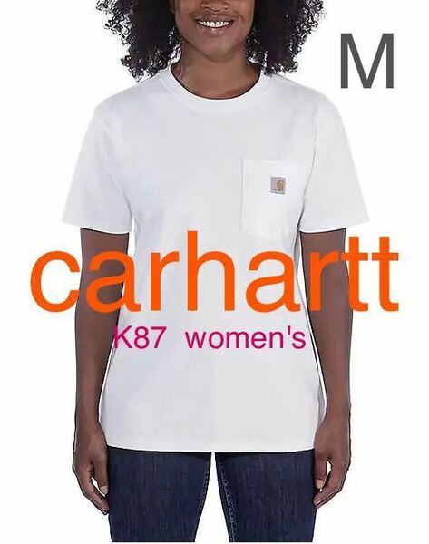 carhartt レディース ポケット Tシャツ K87 women's WHITE M カーハート pocket Tee