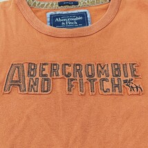 2304024 Abercrombie & Fitchアバクロンビー&フィッチ アップリケ風ビッグロゴ刺繍 トナカイ刺繍 ラウンドネック半袖Tシャツ XL 橙色系_画像3