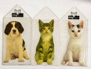 しおりコレクション3枚「犬と猫　ネームタグ」ブックマーカー　