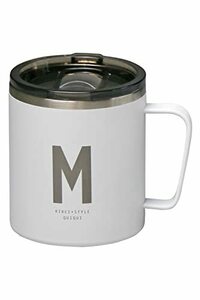 OGURA vacuum insulation mug 350ml alphabet cover attaching stainless steel heat insulation keep cool white M