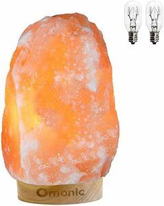 (2~3kg)バンブー ベースヒマラヤ岩塩ランプしの灯り ナチュラルクリスタル 岩塩ライト，電球2個