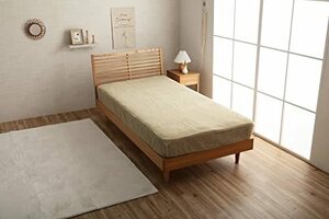 イケヒコ 寝具 カバー ラピアス ボックスシーツ 約140×200×30cm ダブル ミルキーベージュ 無地 エコ フェイクファー 洗える 冬用 あった