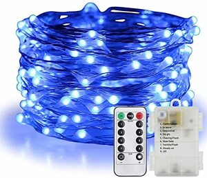 ANJEWLIN LED イルミネーションライトled ストリングスライト 8種光るパターン 電池式 防水 10メートル 電飾 100電球 リモコン付き