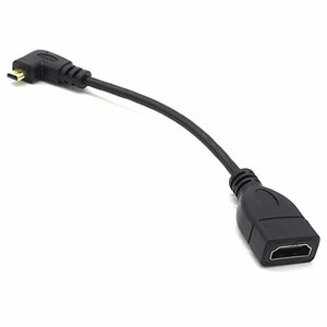 オーディオファン microHDMI 変換ケーブル L字 マイクロHDMI (オス) - HDMI (メス) ケーブル 90度 右向き ブラック