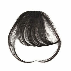 1ピース前髪ウィッグ100％人毛 総手植え 空気感自然 かつら クリップ エクステンション (ブラック