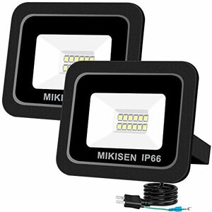 MIKISEN led 投光器 作業灯 看板灯 10w 昼光色 1200LM 6500K 100w相当 1.8コード IP66防水 アース端子付2Pプラグ 120°広角 100V対応