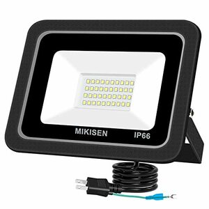 MIKISEN led 投光器 作業灯 看板灯 30w 昼光色 3600LM 6500K 250w相当 1.8コード IP66防水 アース端子付2Pプラグ 120°広角 100V対応