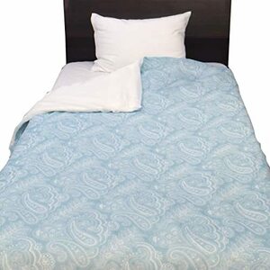 Одеятая крышка марли 100% хлопковая одеяла, покрывающая одиночный 145 × 205 см. Пейсли рисунок 678bl Blue