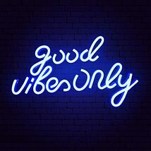 Good Vibes Only ネオンサイン ブルー LED ネオンライト Good Vibes ネオン ワードサイン 文字 アクリル LED ウォールライト 寝室 ゲーム_画像1