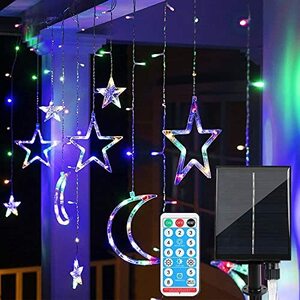 OSUDRY イルミネーションライト ソーラー式 クリスマス 飾り ストリングライト ソーラーライト カーテンライト スター 電飾 -