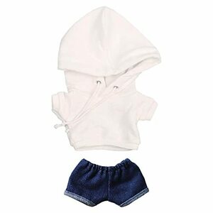 niannyyhouse ぬいぐるみ 用 20cm人形の服 パーカー ジーンズ 綿人形の服 着せ替え (white)