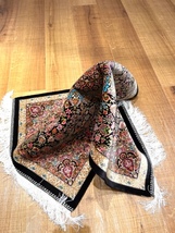 ペルシャ絨毯・最高級ハンド&マシン織り・ 世界最高密度150万ノット ・豪奢なクムデザイン 60cm×90cm ge5_画像9