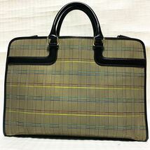 【極美品☆2way】ポールスミス Paul Smith ブリーフケース ビジネスバッグ チェック マルチストライプ A4書類 PC レザー メンズ 鞄 カバン_画像3