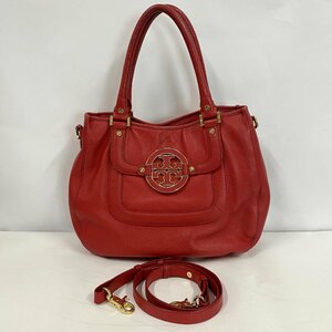 TORY BURCH 2WAYバッグ＜バッグ＞中古品 トリーバーチ レッド レザー ハンドバッグ ショルダーバッグ トートバッグ ブランド レディース