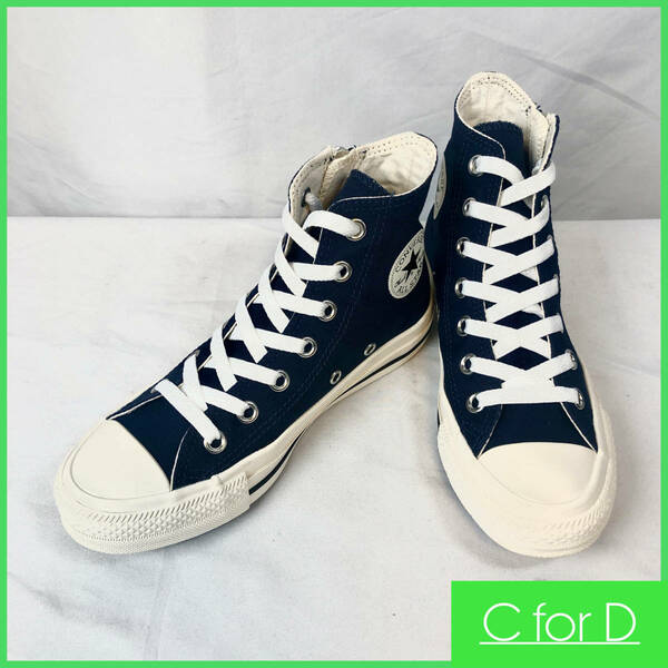 美品★CONVERSE★22.5㎝ ハイカットスニーカー コンバース レディース ジップ 紺色 ネイビー 7ホールシューズ スニーカー 靴 S469