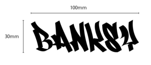 自作カッティングステッカー 精密 ステッカー ゆうたONE 氏 フォント「バンクシー / BANKSY ロゴ」100×30mm ネコポス対応 同梱可[S-349]