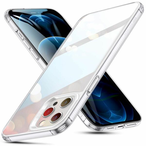 6-27 ESR iPhone12Pro Max 用 ケース 6.7インチ 透明 9H背面 tpuバンパー 薄型 黄変防止 クリア