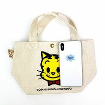 オサムグッズ キャットフェイス帆布ミニトートバッグ OSAMUGOODS ランチトート ナチュラル 刺繍_画像6