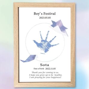 こどもの日 手形アート 手型ポスター 端午の節句の飾り 写真撮影に 名入れのポスター 五月人形のかわりにも 2枚セット