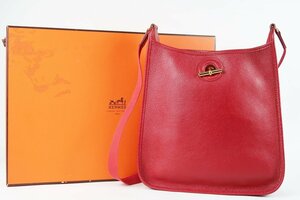 【超美品】HERMES エルメス ヴェスパPM ルージュヴィフ ブランド鞄 ショルダーバッグ □B刻【NP33】