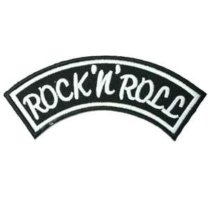 ★新品 ロックンロール rock'n'roll ロック ブラック 音楽 MUSIC ワッペン アイロン 簡単貼り付け アップリケ 刺繍