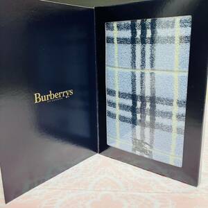 新品/BURBERRY/ミニテリー/正規品/バーバリー/綿100%/未使用/即決/匿名発送/ノバチェック/箱付き/タオルハンカチ/水色/ウォッシュ/ハンド