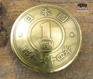 ▼コンチョ ループ式　日本古銭　1円黄銅貨　1YEN面　19mm