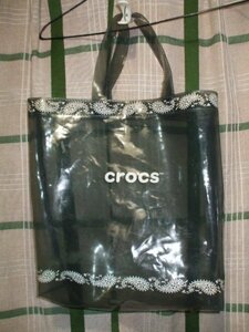 crocs クロックス　ビニールバッグ　クリアーグレー　中古@トートバッグ上履き入れ