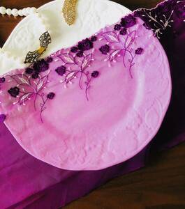 R267 手芸用　チュールレース　巾約22㎝*1m 紫