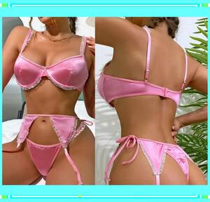 ♥ wonderful * under wire * garter Ran Jerry set * satin * lustre pink * link type garter belt * adult pretty ♥R58