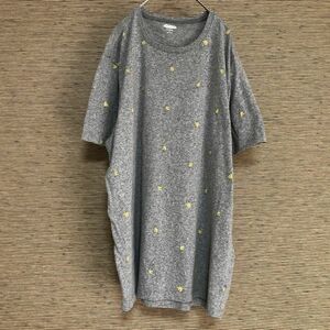 オールドネイビー　半袖Tシャツ　総柄　バナナ　霜降りグレー　フルーツ27 古着　人気　定番　激レアデザイン　希少　ゆるだぼ　灰色　黄色