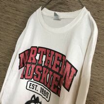 デルタ　ロンT　長袖Tシャツ　ノーザンハスキー　カレジッロゴ　犬32 古着　入手困難　激レア 白　ホワイト　デカロゴ　ビッグロゴ_画像9