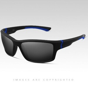 新品　黒青UV400軽量サングラスUV400 ブラックブルー夏　アウトドアスポーツ